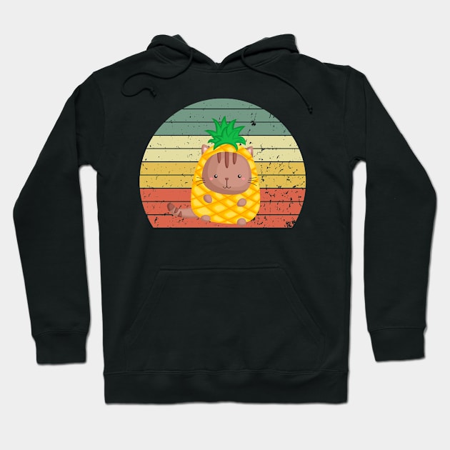 Vintage Pineapple and Cat Lover Hoodie by talida_illustration